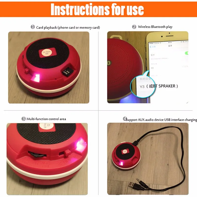 Hot Selling Colorful y3 Mini Music Wireless Blue tooth Portable usb shower Speaker - ANKUX.COM