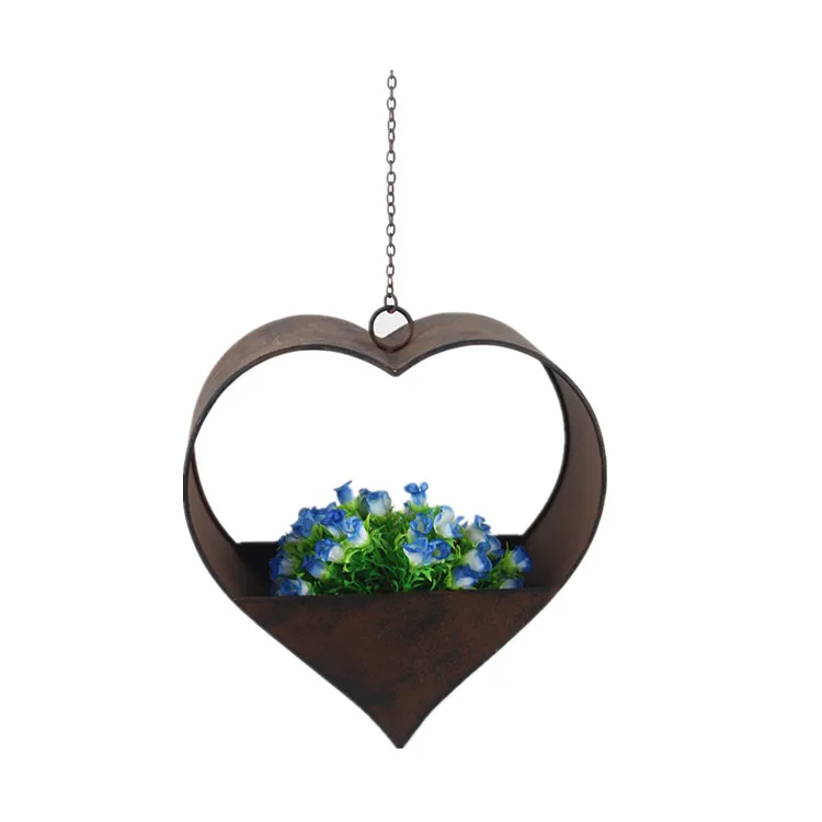 

Country style rusty heart shape hanging plant pot, As picture shown or customized