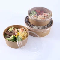 

Restaurant Take Away 24oz Disposable PLA Coated Kraft Paper Salad Bowl With Lid