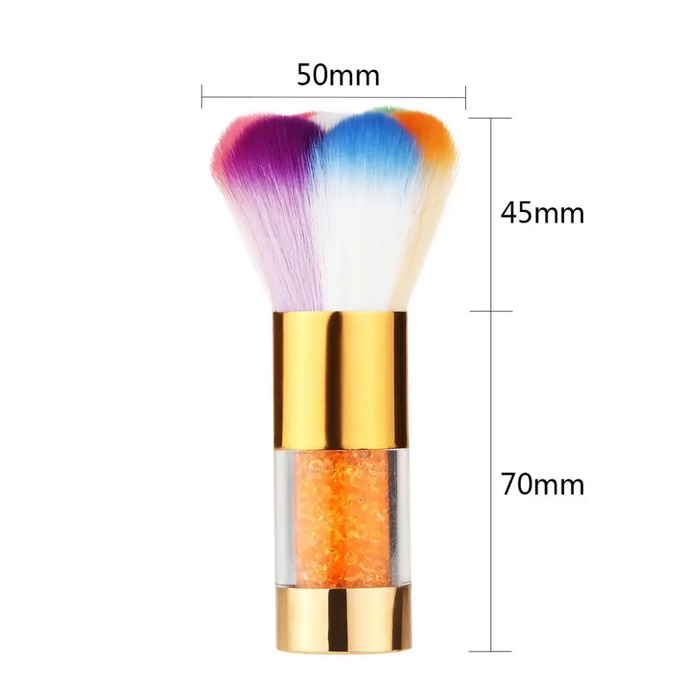 

Gold and silver handle nail dust cleaning brush beauty makeup brush with rhinestone handle, 7 colors