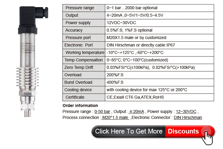 boiler water pressure transducer