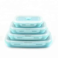 

4 Pieces Per Set Lunch Box Silicone The Bins Collapsible Food Storage Containers