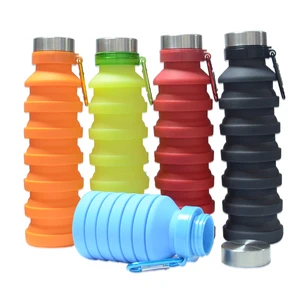 Image of Silicone Squeeze Foldable Collapsible Water Bottle Silicone Reusable Sports Bottles Shaker