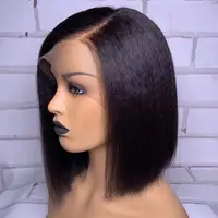 

Yaki kinky straight human hair blunt cut bob wigs 360 full lace/13*4inch/13*6inch deep part lace front side/middle partng wigs