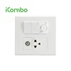 Thailand 2 Gang Wall Switch with Dimmer Switch And Muliti- Functional 3 Pin Wall Socket LAN/TV/Computer/Tel Plug