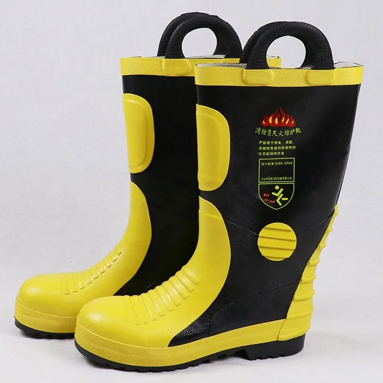 

EN CE approved fireman rubber safety boots with steel sole protection