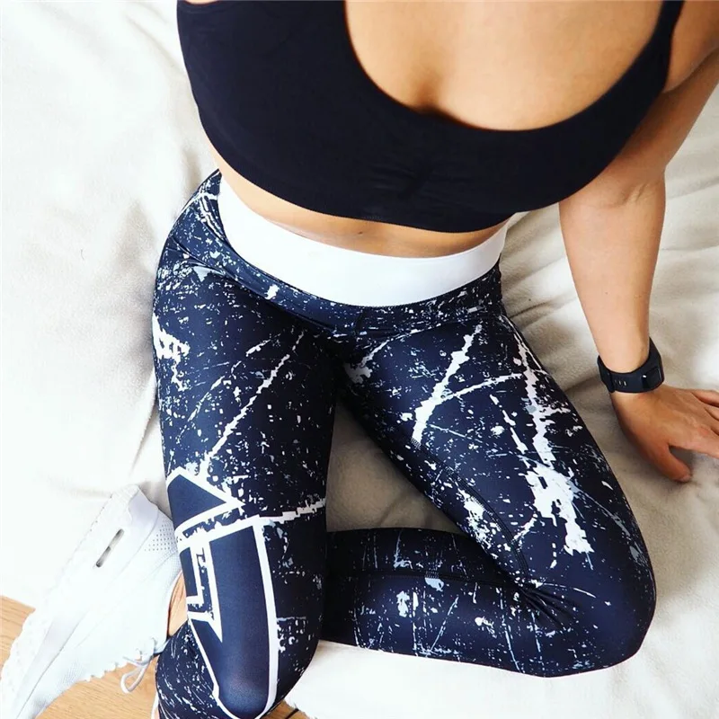 

Digital Geometric Print Fitness Trousers Hip Push Up Athleisure Leggings For Women Elastic High Waist Stretch Pants, Picture