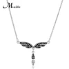 925 sterling silver black zircon collarbone angel wing charm jewelry pendants for Women