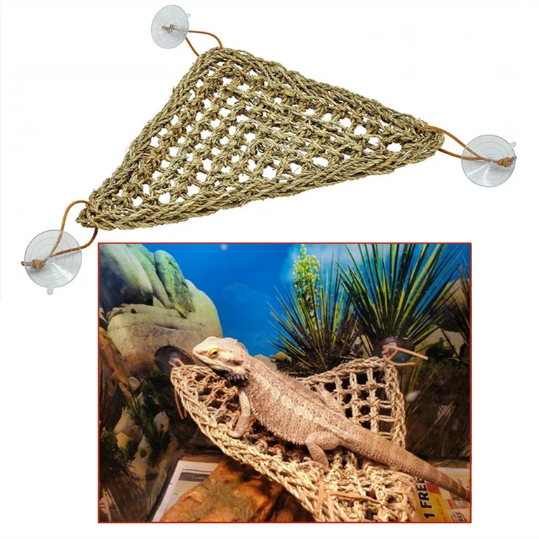 100% Natural Seagrass Reptile Lizard Lounger Bearded Dragon Hammock Triangular 12.5 x 17 inches