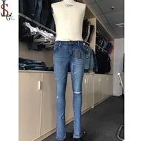 

China factory high quality fashion popular mens skinny ripped jeans European designer funky damaged denim slim fit pants
