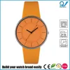 Wrist watch with strap in leather and case in steel whole yellow japan movement water resistant 3ATM luna watch reloj