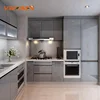 Flexible price L shaped grey lacquer assemble pack complete kitchen cabinets