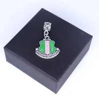 

Alloy connector bead soror greek letter aka pink and green enamel shield charms pendant for jewelry making