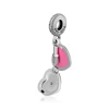 Pink Enamel Love Heart Panting Locket Draw Pen Silver Dangle Charm Beads for Bracelets & Bangles Women DIY Floating Pendant 2019