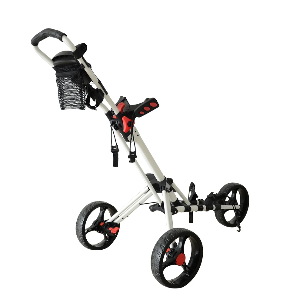 

PLAYEAGLE Golf Push Cart Swivel Foldable 3 Wheels Golf Trolley with Umbrella Stand Golf Cart bag carrier
