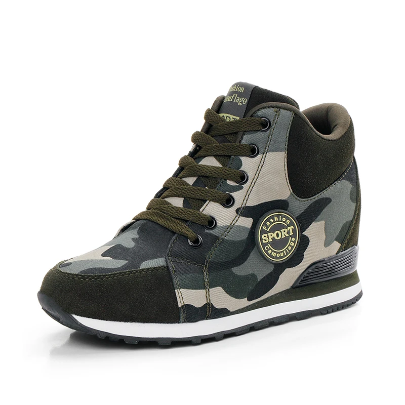 

size 34-42 Height Increasing 6.5 cm Walking Platform Wedges Sneakers Woman's Camouflage Casual Army Sport Shoes