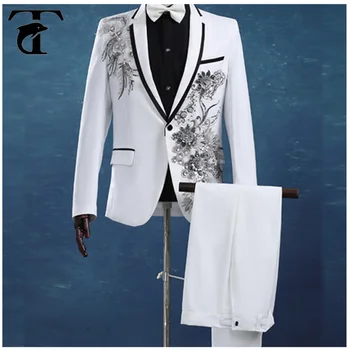2017 New Design Hand Work Mens Wedding Suit Groom Tuxedo Wedding
