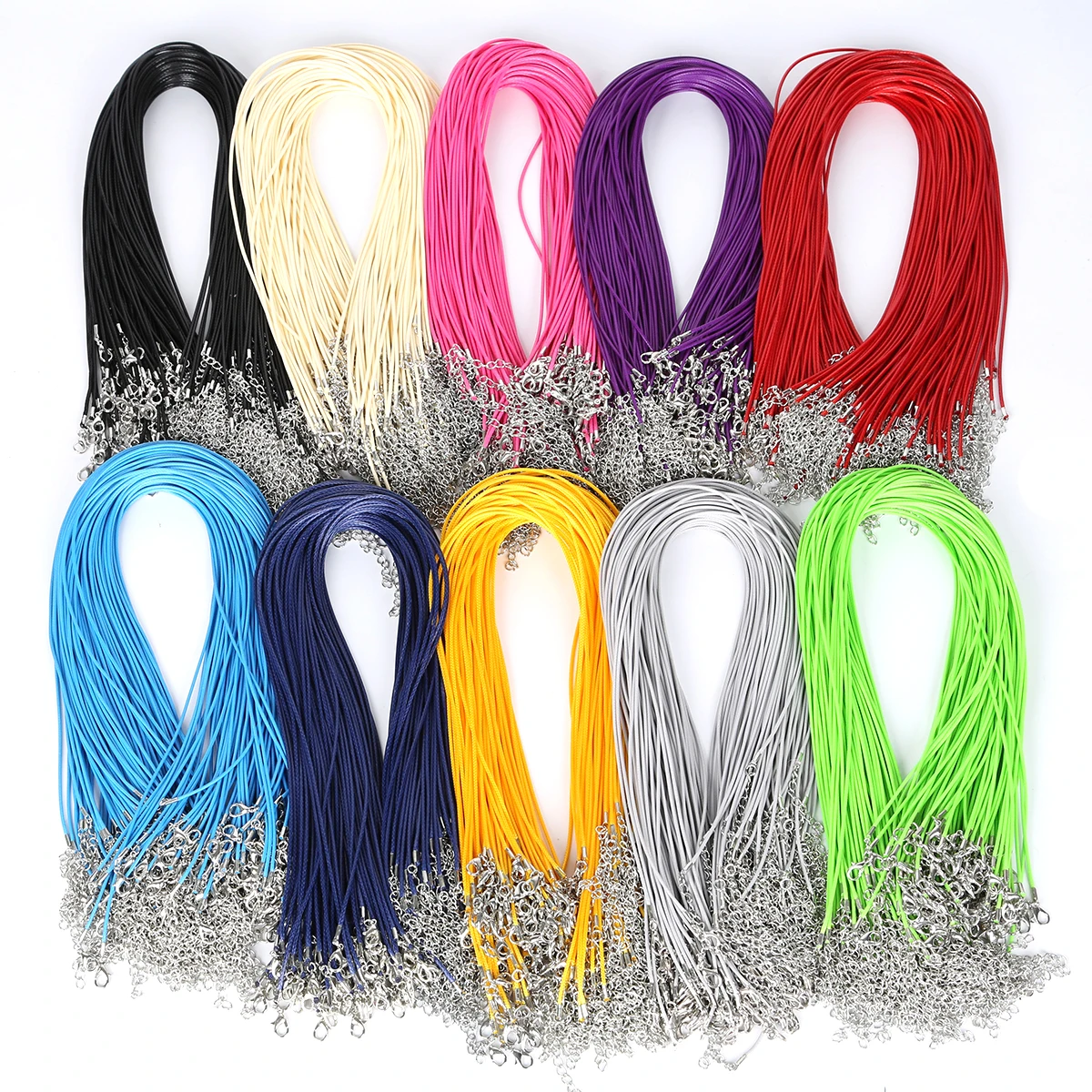 

10pcs 1.5mm Wax Line Necklace Rope 45+5CM Metal Chain and Yarn Rope for DIY Necklace Jewelry Findings Accessories