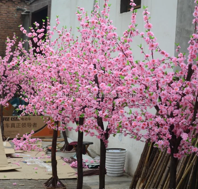 Simulación de durazno rosa árbol de flor de durazno ciruela árbol ... Ideas Hotel vestíbulo