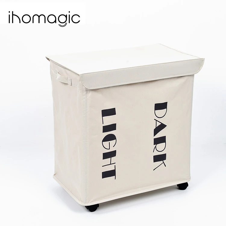 

Top level cheap wholesale laundry basket with wheels, White & black