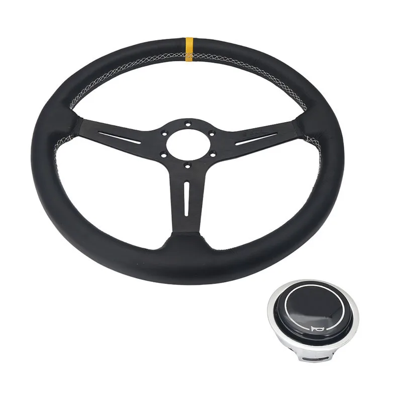 Modified Car Steering Wheels 380mm,Car Accessories Ralliart Leather