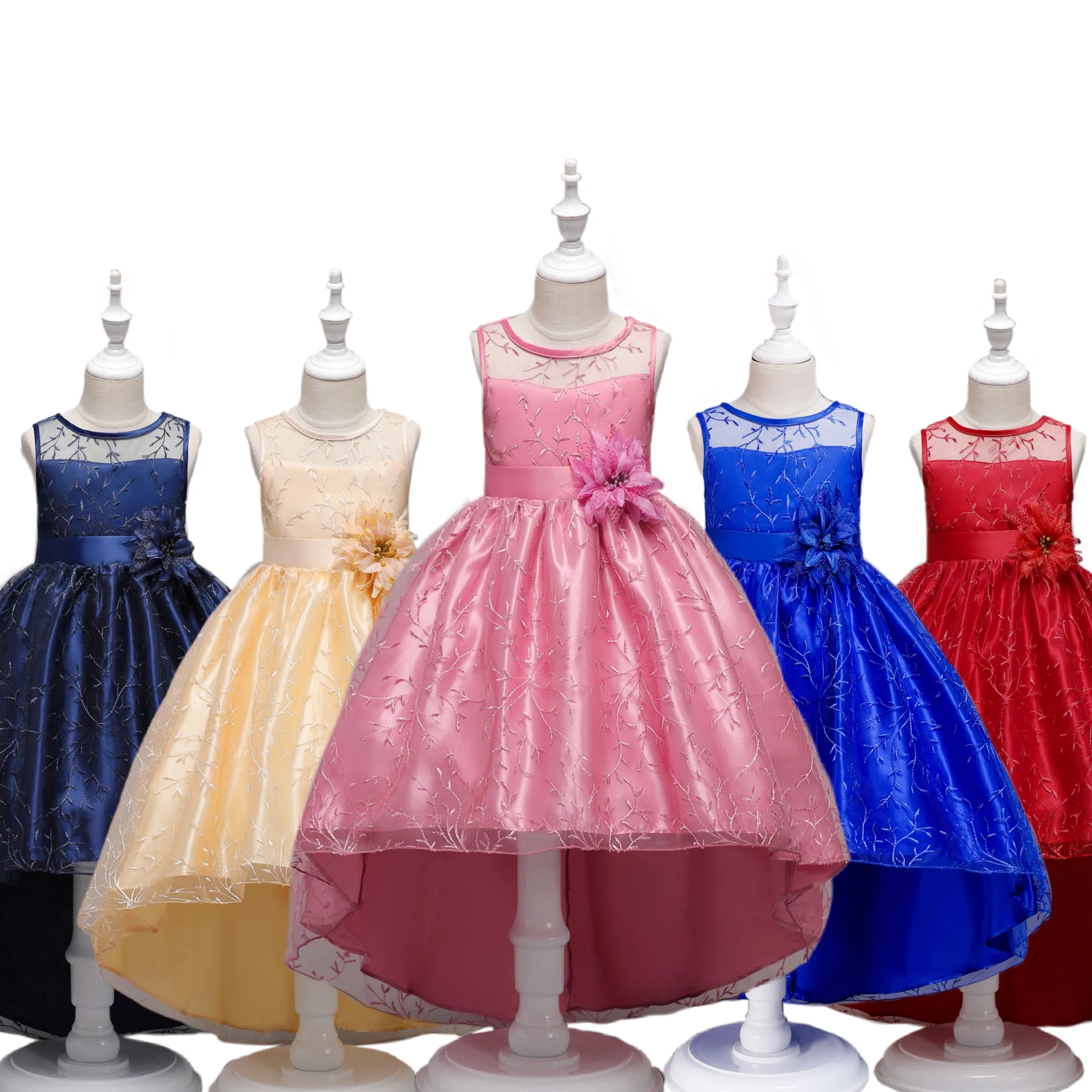 

Special Wedding Flower Party Ball Gown Evening Fashion Children Dresses With Good Quality Fabric Girl Wear Western Frock Designs, Champagne red pink girl dress