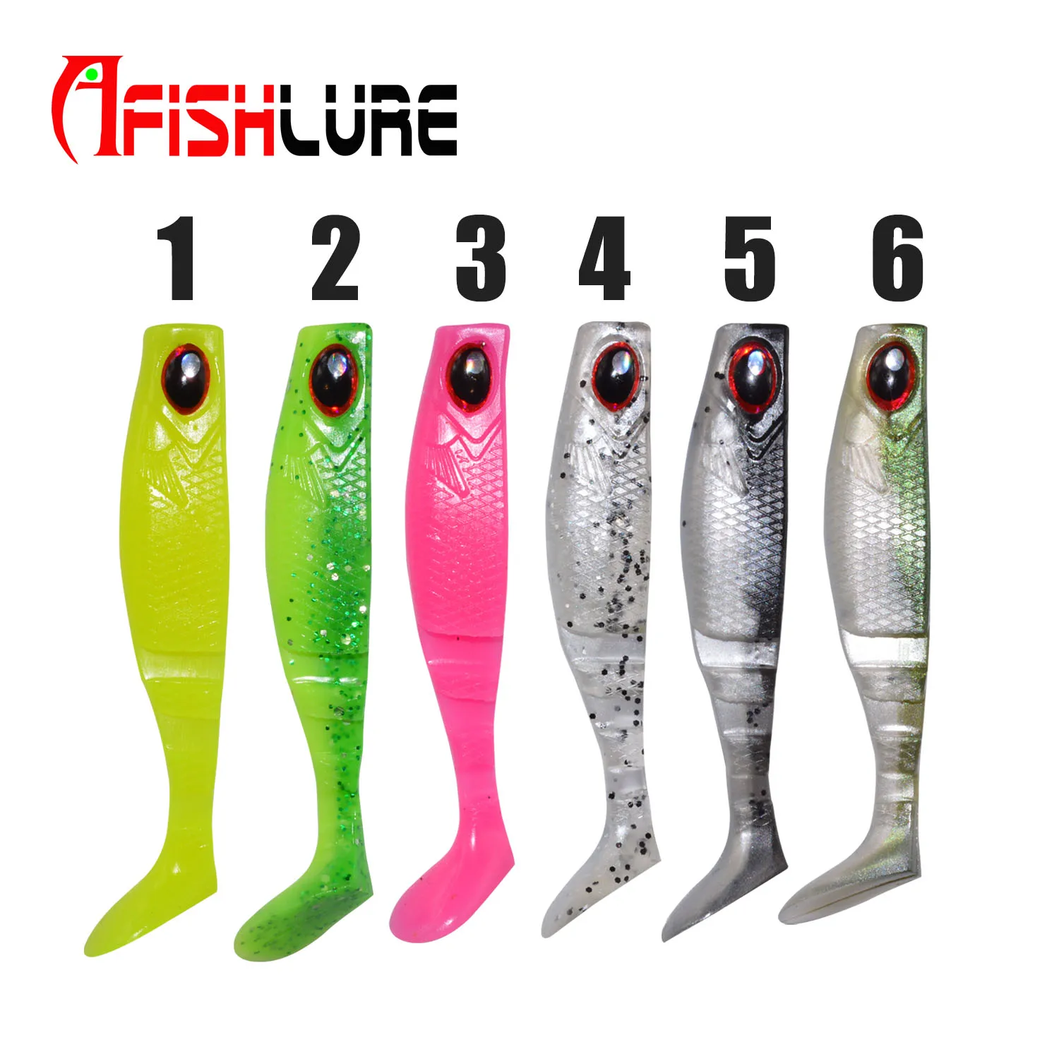 

Soft Fishing Lure Silicone Bait Shad 80mm 5.5g 6pcs/bag Lures for Fishing Simulation Soft Fish Leurre Dur Peche Bass Fishing, Various color