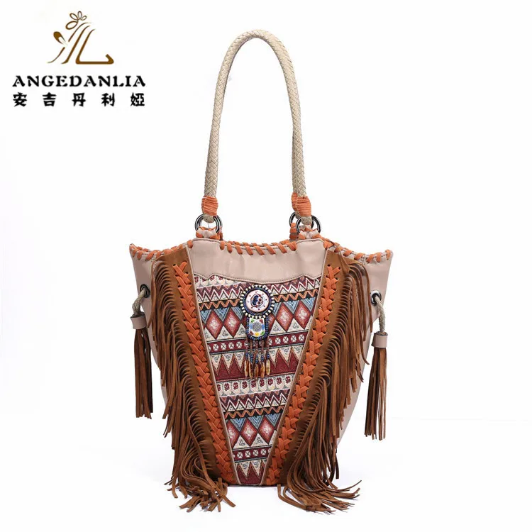 Bohemian Handbags Pu Leather Bags With Banjara Textile Embroidered Bag Boho Hippie Indian