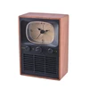 Creative Retro TV Shape Wooden Wireless Bluetooth Speaker Slient Alarm Table Clock