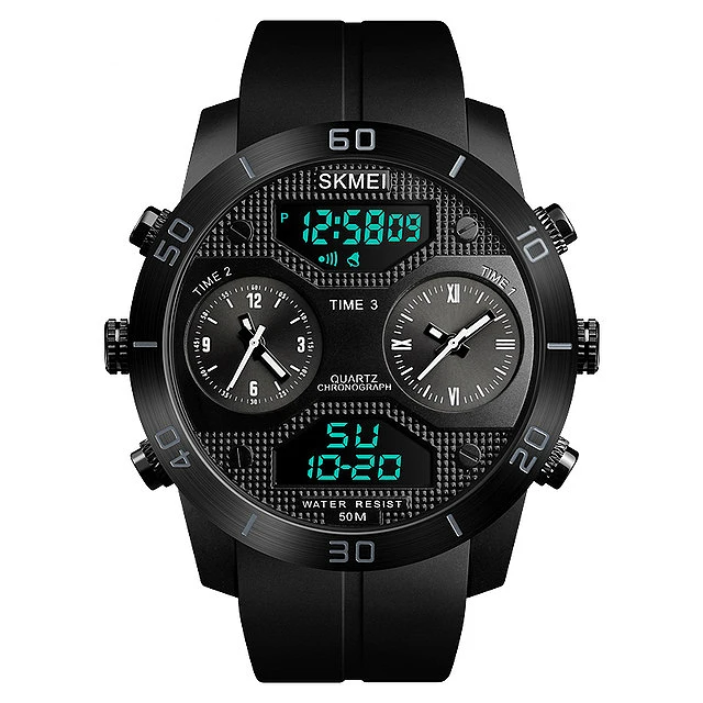 

SKMEI 1355 Clock Men's Watch Digital Quartz Watch 50m Waterproof Dual display multi-function Sports Watch, 3 colors