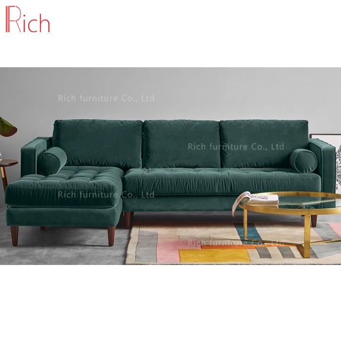 Modern Home Furniture Green Left Right Hand Sectional Sofa Cold Cotton