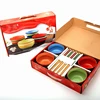 Haonai hand painting rainbow ceramic bowls set in color gift box.
