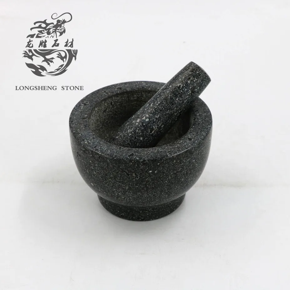 

5.7 inch Natural Granite Mortar and pestle  stone bowls Kitchen Grinding Tool, Black