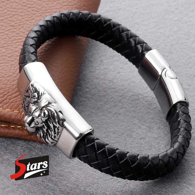 

Stars Forever Fashionable Lion Head Shape Charm Connector Men Style Inspiration Bracelet