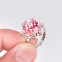 

New design creative rotating Flower snowflake shape Rhinestone diamonds rotating ring fashion temperament alloy ring for women