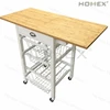 Kitchen Trolley Cart with Bamboo Cutting Board and BasketHomex_BSCI