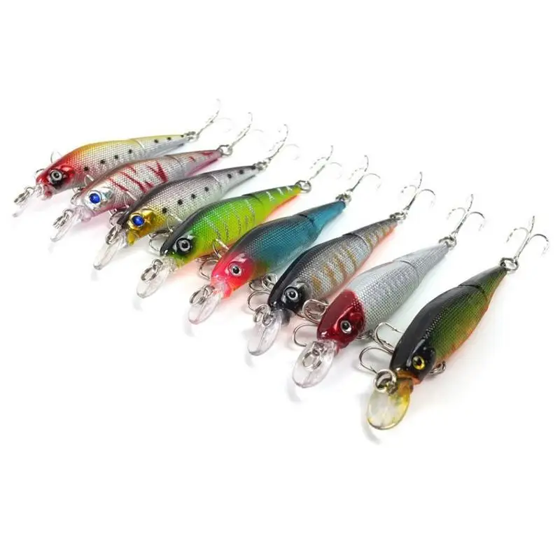 

9.2cm 7.5g 2 Sections Minnow Hooks Plastic Fishing Lures 8 colors Baits Crankbait Fishing Tackle for Trout and Pike