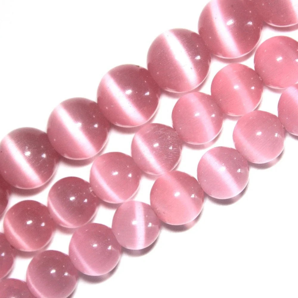 

Hot Selling Beads for Jewelry Making Shiny Crystal Pink Cat Eye Round Loose Beads 6mm 8mm 10mm 12mm
