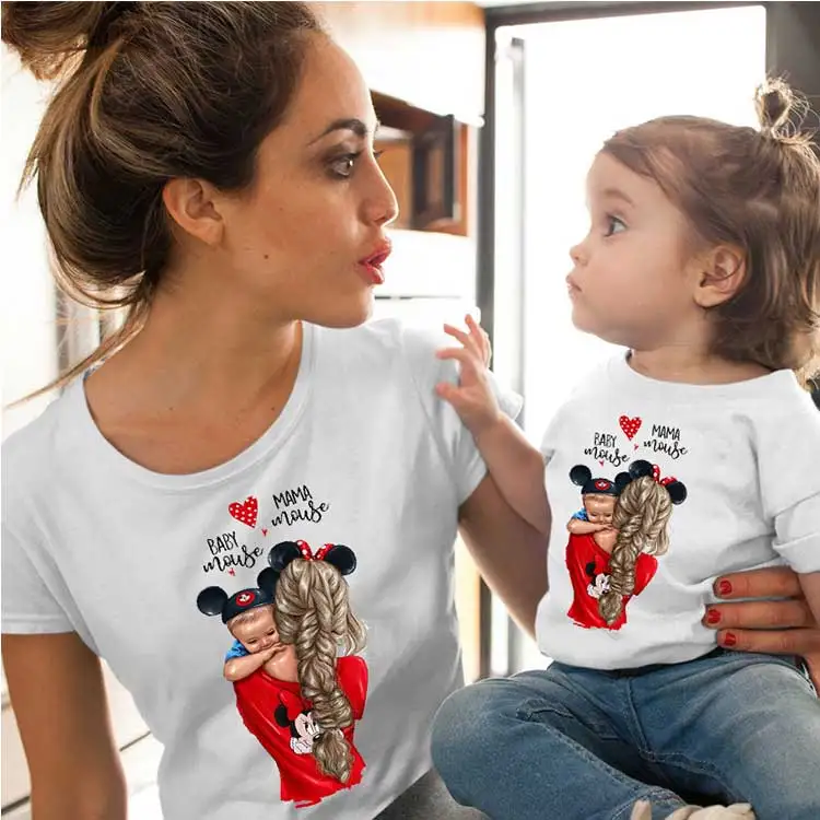 

Custom matching family t shirts mum and daughter clothing set