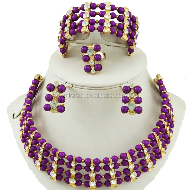 Wholesale price 9 different colours gold plated jewelry sets beaded jewelry sets EJ21-3