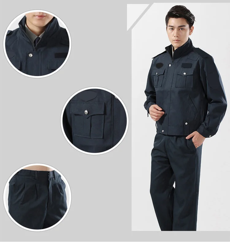 Thick Security Guard Officer Uniforms Winter Tactical Clothes Black ...