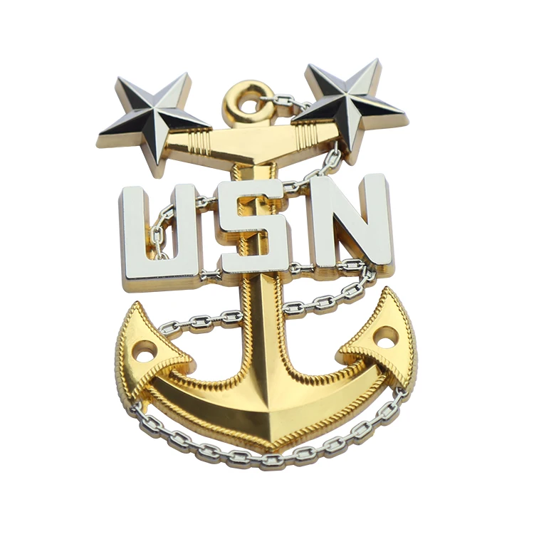 High Quality Zinc Alloy Pin Badge Lapel Pin Clothes Decoration 3d Usn Anchor Shape Metal Badge