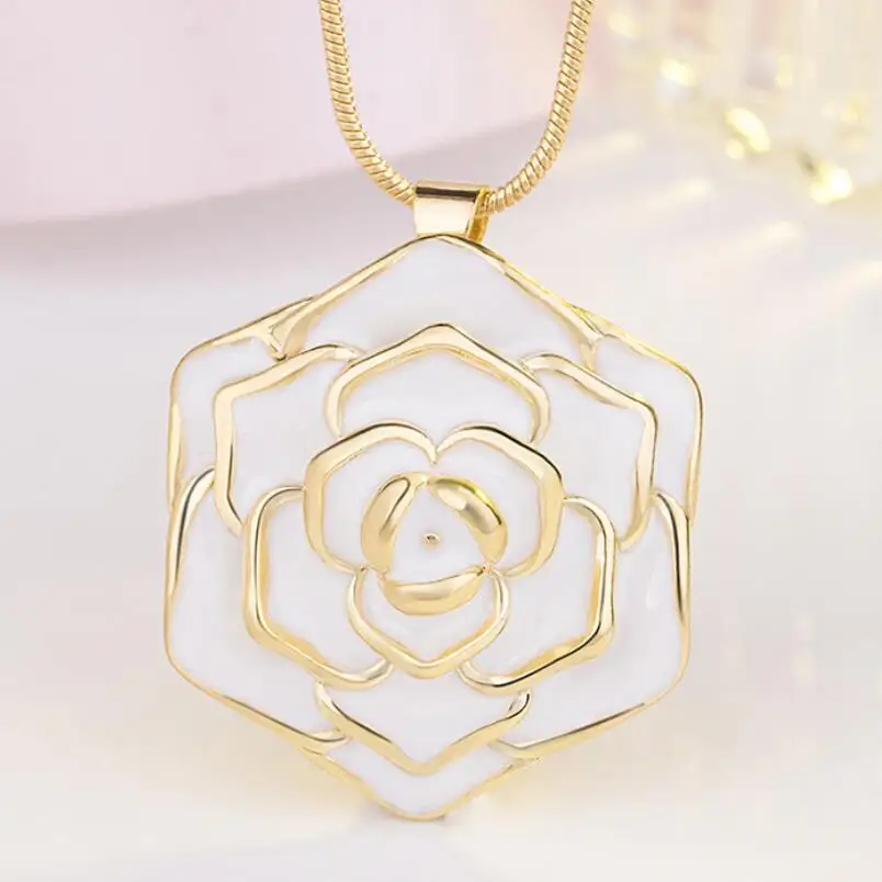 

Hot sale 24k gold pendant foreign trade Europe and America WISH hot sale rose pendant valentine's day gifts