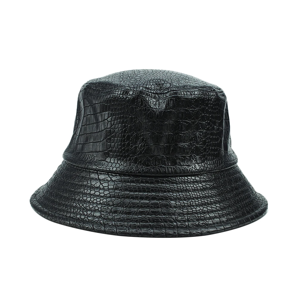Wholesale Custom Plain Blank Black Leather Bucket Hat Buy Leather Cap