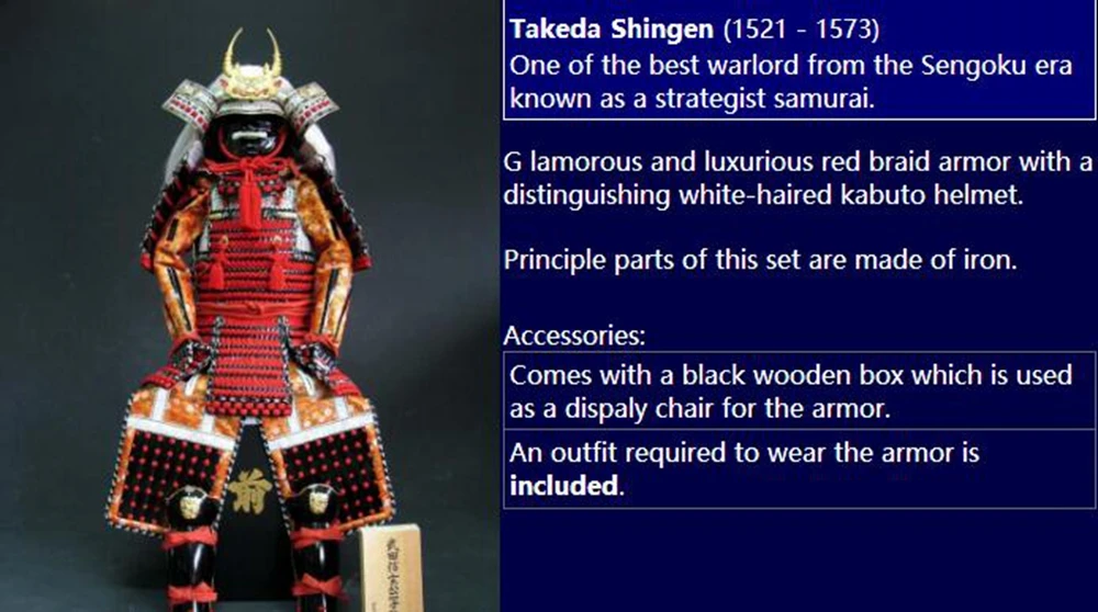 armadura samurai japonesa takeda shingen