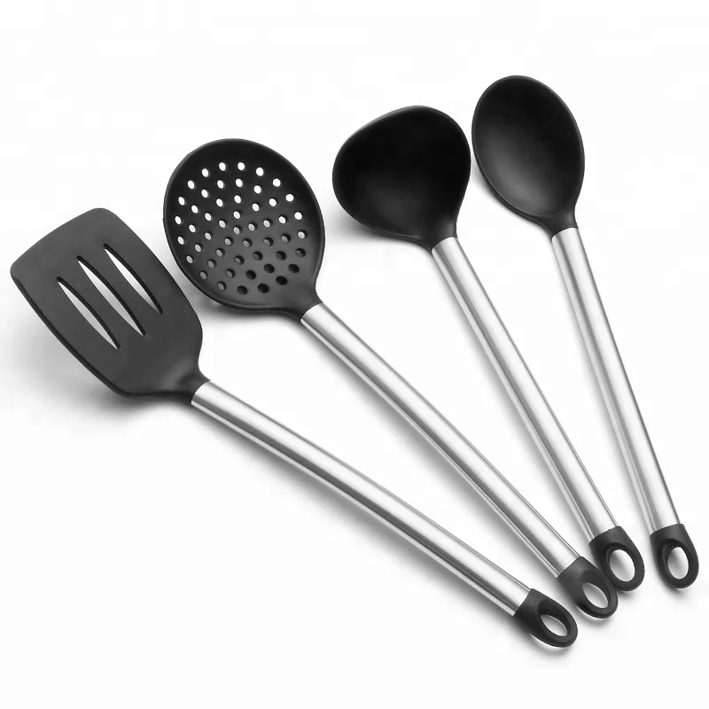 

Amazon Hot Selling Non-Scartch Cooking Tool Silicone Kitchen Utensil, Sliver
