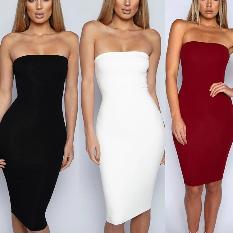 

KEYIDI OEM nightclub tube top solid dresses wholesale