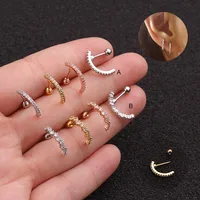 

3 Colors Cz Half Hoop Cartilage Stud 20g Stainless Steel Ear Piercing Jewelry Helix Tragus Conch Rook Lobe Screw Back Earring