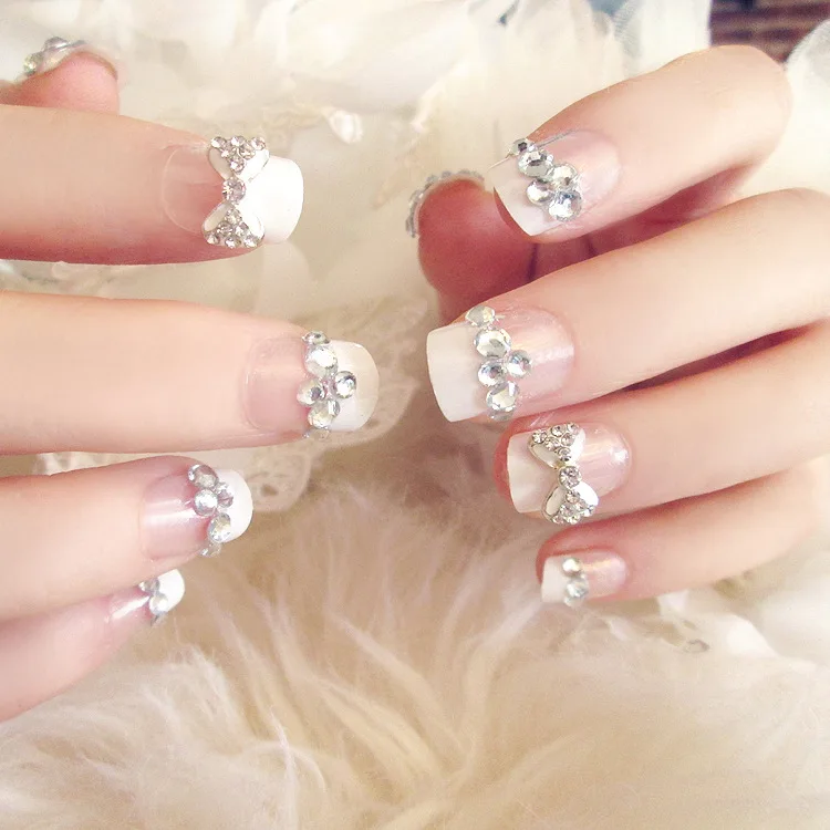 

Butterfly French Acrylic False Nail Tips nail design Manicure, As pic