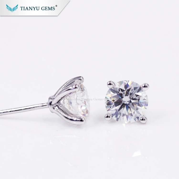 

Tianyu gems new model designs fashion jewelry on sale 2 carat moissanite stud earrings, Def
